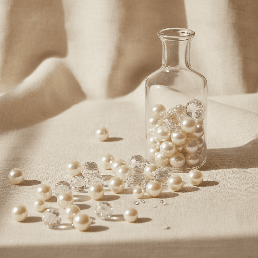 Vase pearls & crystals